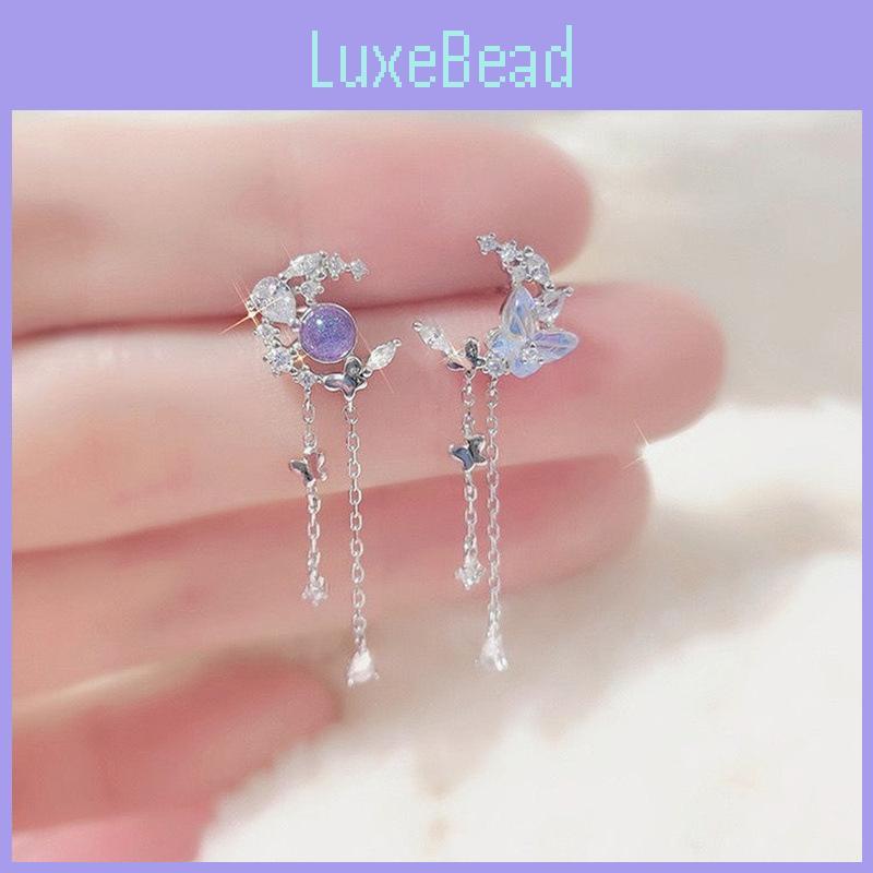 Modern Butterfly Water Drop Ear Studs With Stainless Steel Posts For Girls