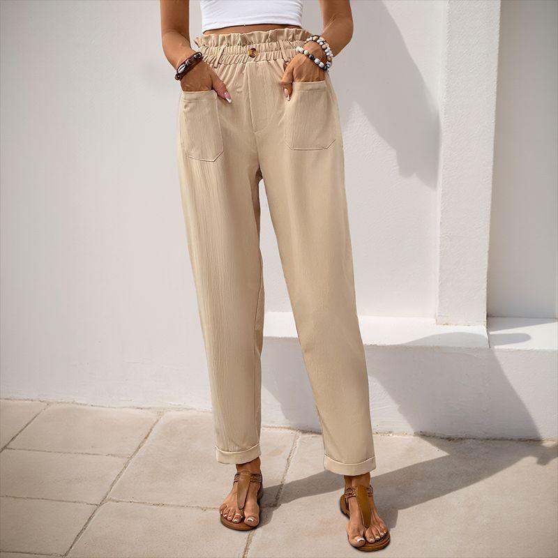 Fashion Women Trousers Casual Ladies Pants Elastic Waist Drape Straight Pants Women