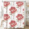 Red Rose Bath Curtain Decorative Fabric Shower Curtains for Home Bathroom Pink Floral Pattern Waterproof Washable Custom