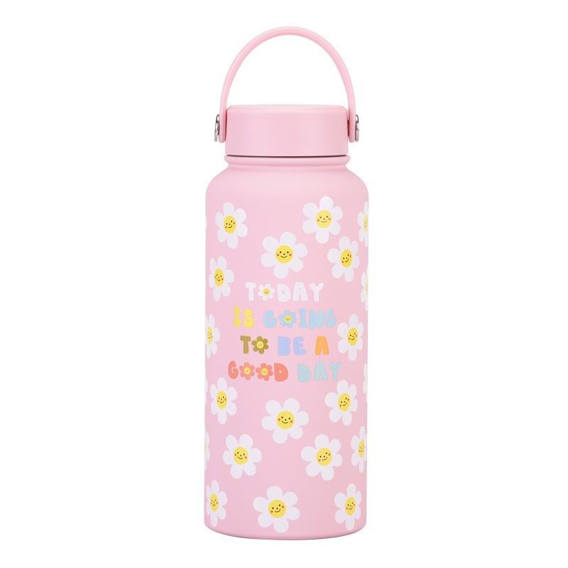 1L Large Capacity Sports Thermos Cup With Handle For Camping Gym,Stainless Steel Vacuum Flasks,Drinkware,Sports Water Bottle