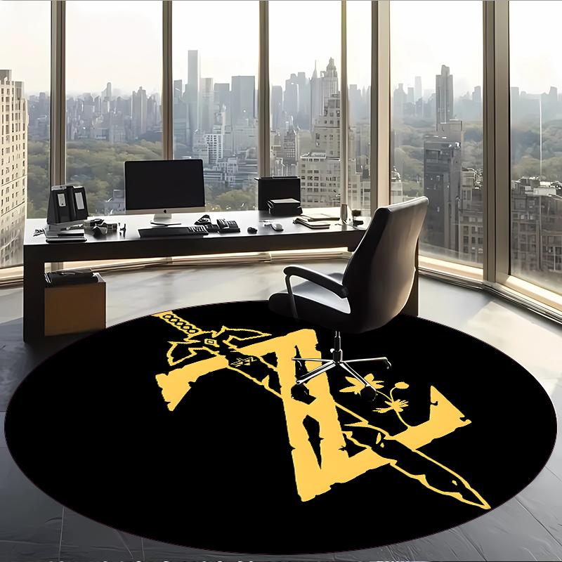 Zelda (1) Round Office Rug Decorative Floor Rug for Office Bedroom Living Room and Home Space