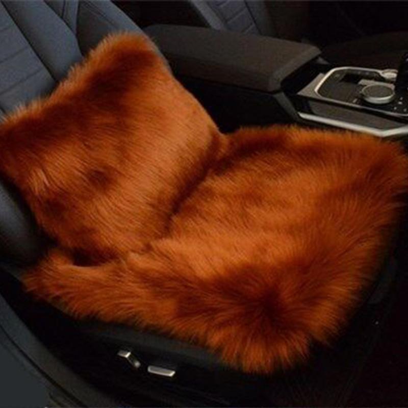 

Зимняя длинная плюшевая подушка для сиденья автомобиля, цельная искусственная шерсть, подушка для спинки автомобиля, противоскользящая, утолщенная, теплая плюшевая подушка