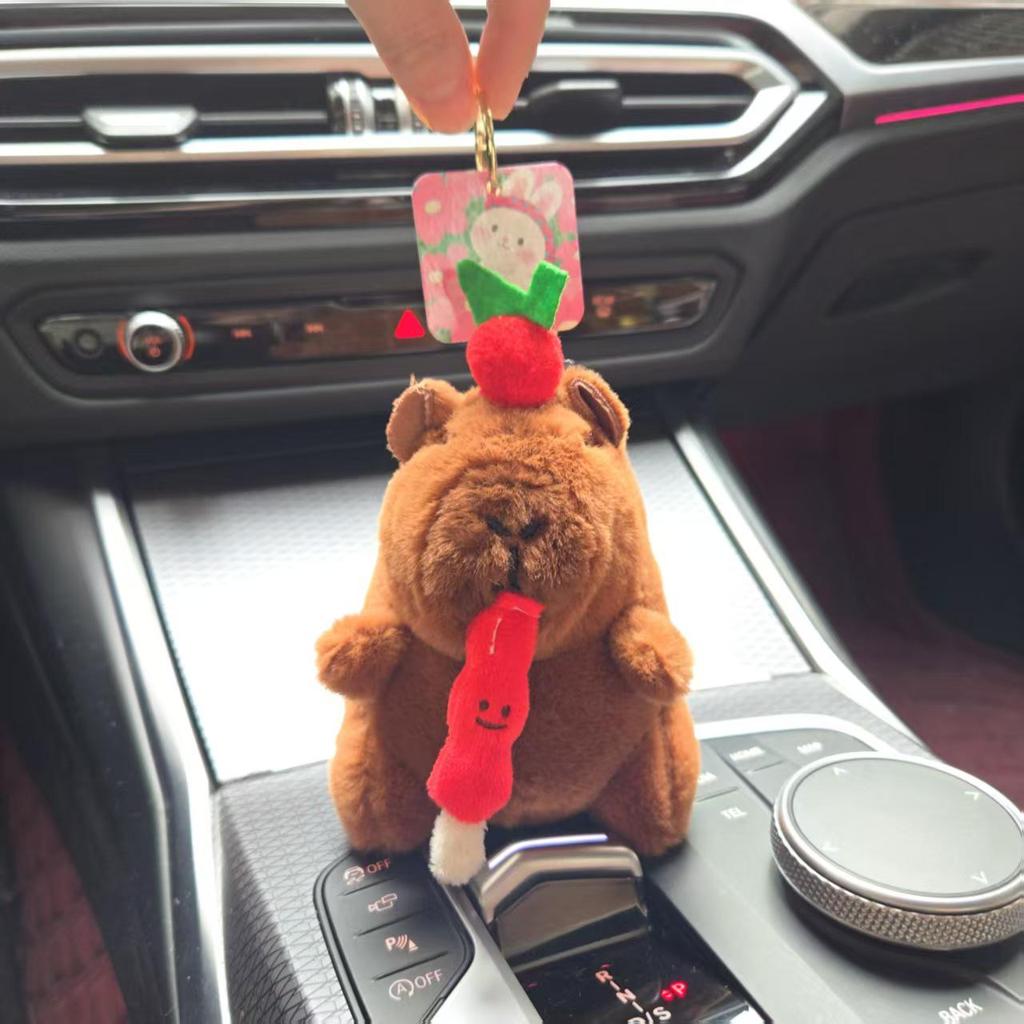 Capybara Plush Keychain Tanghulu Pull String Bag Charm Toy