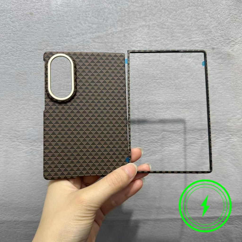 PC Triangle Carbon Fiber Pattern Magnetic Case for For Samsung Galaxy Z Fold 8 for Magsafe Charging Thin Slim Lens Protect Cover