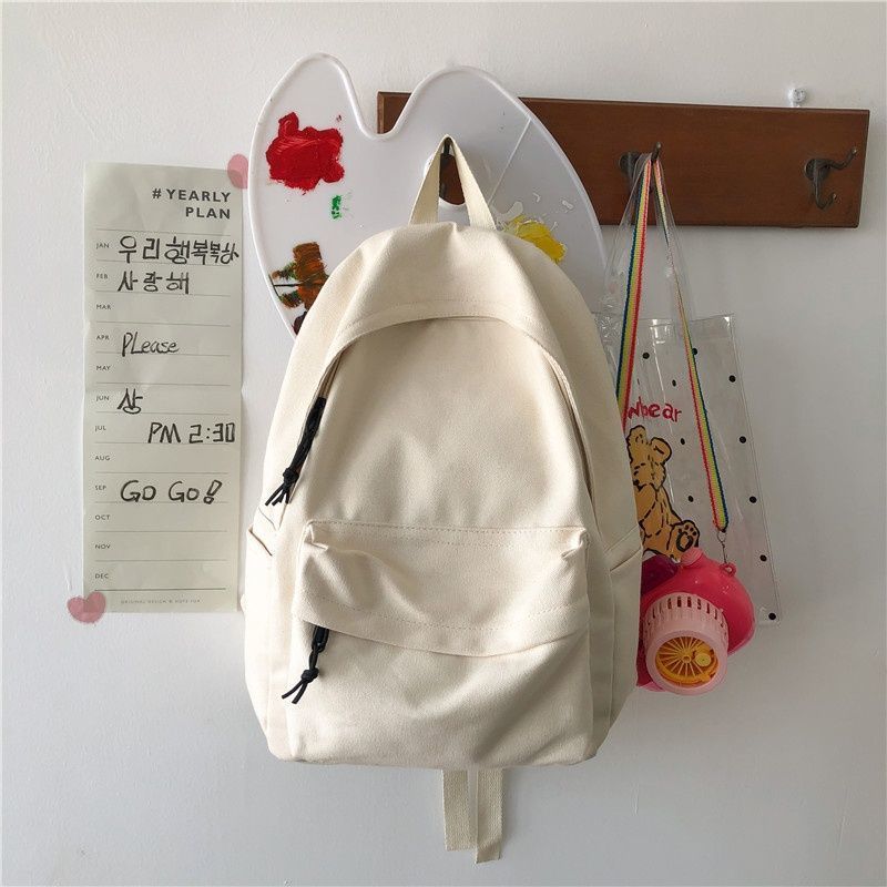 High-value schoolbag female ins style Korean version high school college student Japanese large-capacity backpack canvas simple backpack