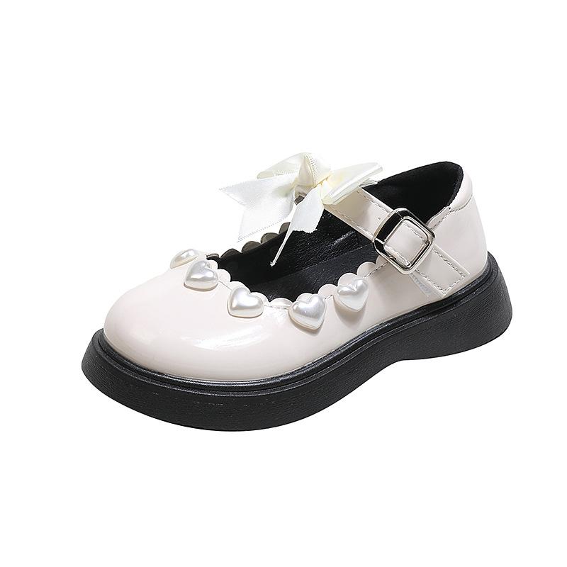 Girls Bow Princess Shoes Children's Performance Black Leather Shoes 2025 New Spring and Autumn Love Mary Jane Single Shoe Trend