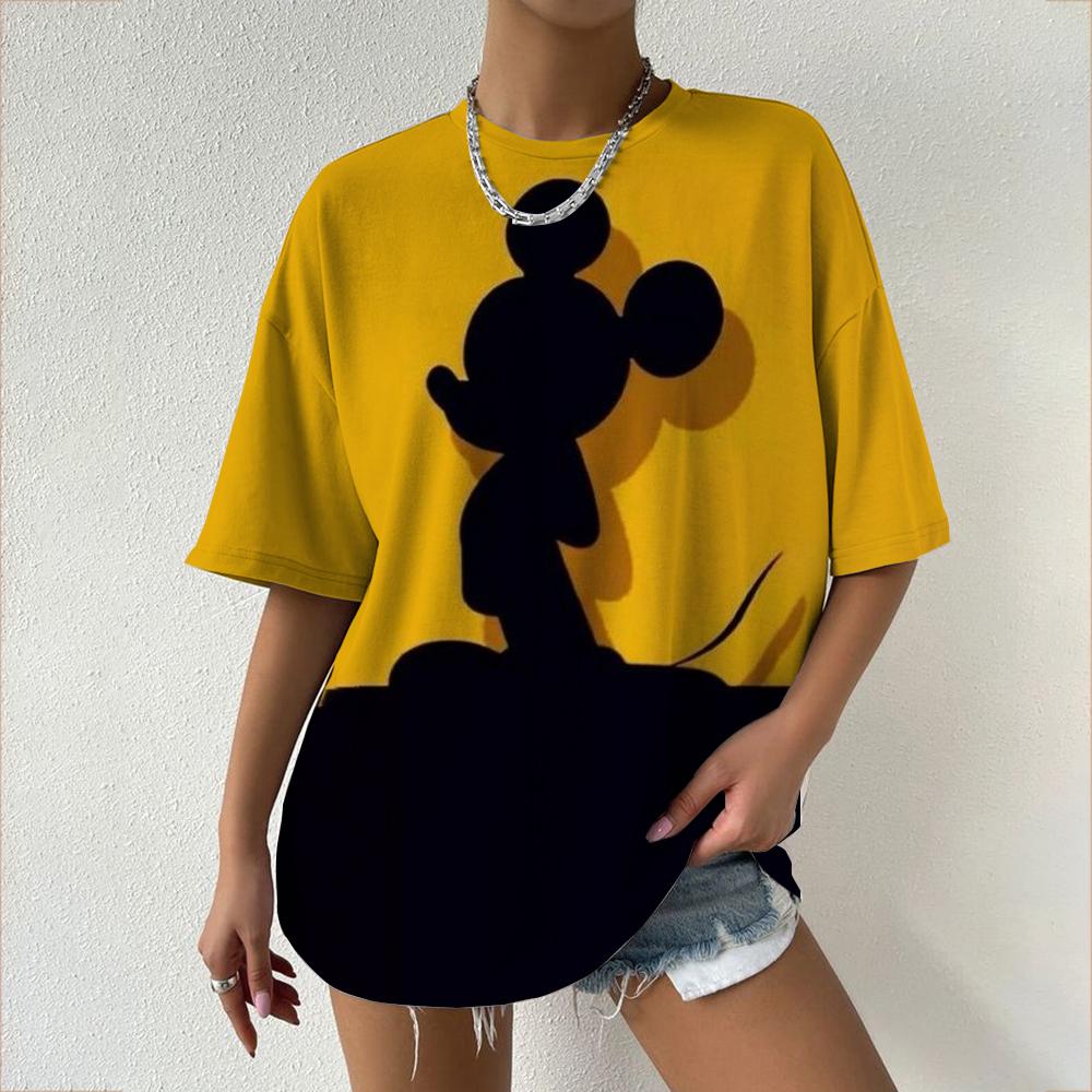 

Новая женская футболка, свободная женская одежда, блузка, принт Диснея, Микки Маус, футболки, женская свободная толстовка, свободный пуловер 3XL