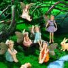 Roowest 19 Pcs Garden Accessories Garden Fairies Kit Miniatures Garden Animals Cute Tiny Mushroom Mini Pond Bridge Figurine Miniature Figurines Micro