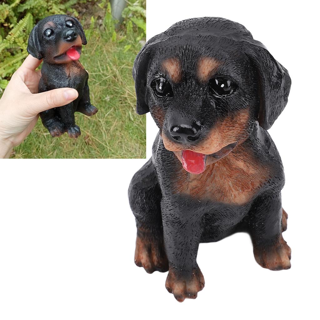 Dog Desktop Ornament Resin Adorable Sitting Dog Figurine for Bedrooms Balconies Bookshelves Gift