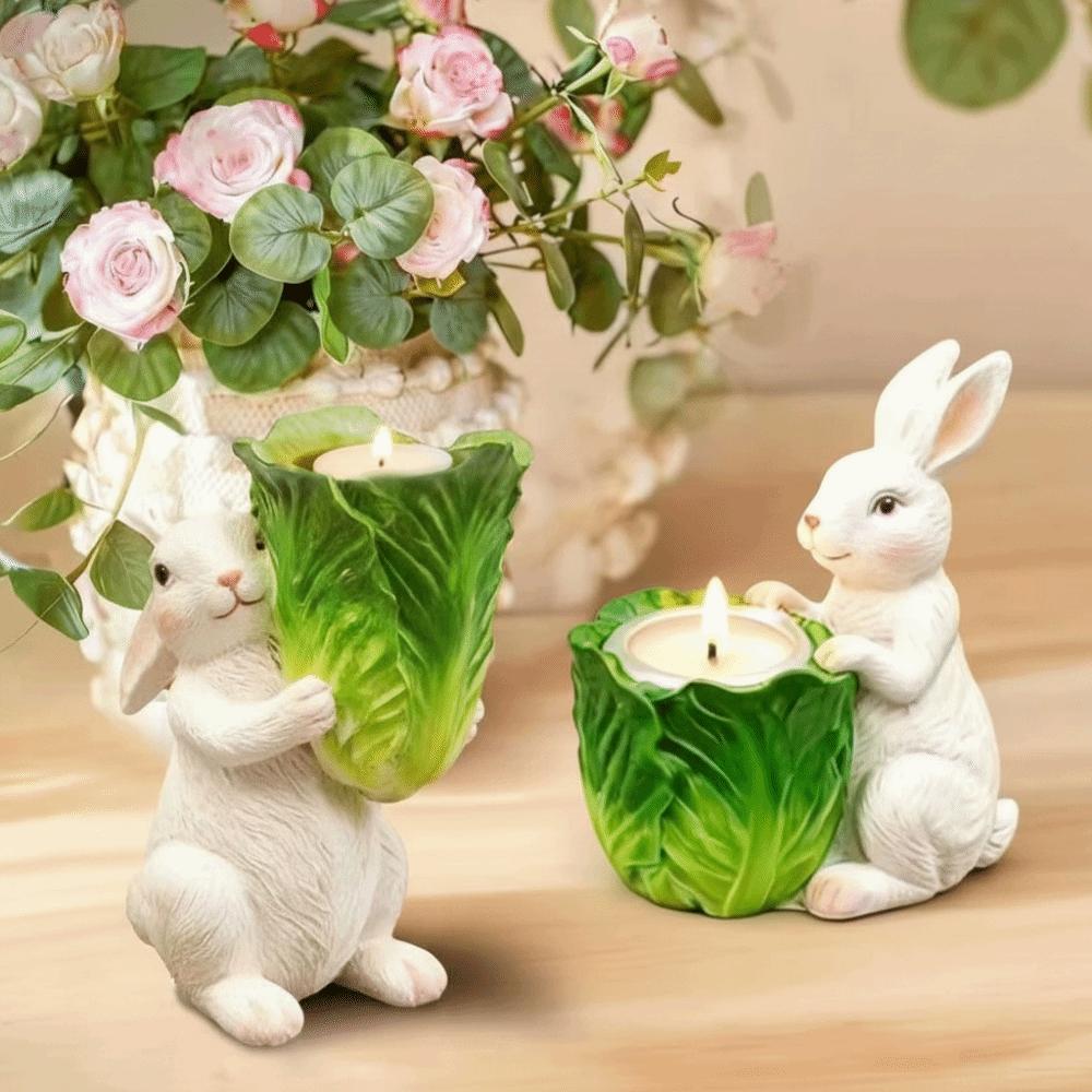 Heat Resistant Candle Holders Cartoon Resin Sculpture Landscape Bunny Ornaments  Dining Party