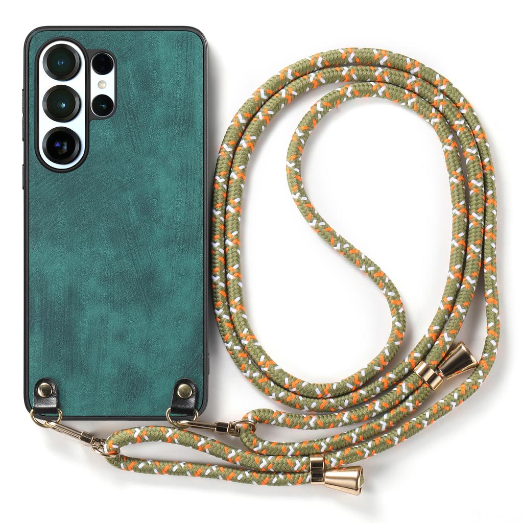 Crossbody Long Lanyard Strap Anti-Drop PU Leather Phone Case For Samsung S25 Ultra S24 Plus S23 A16 A06 A17 A07 Slim Fit Cover