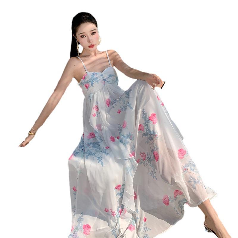 Fairy Floral Spaghetti Strap Summer Dress for Beach Vacations