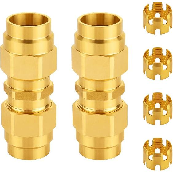 Brass DOT Air Brake End Fitting, Dazakoot 3/8” OD Union Tubing For J1402 Air Brake Hose, Air Brake Hose Fitting For Replace Semi Truck Air Brake 3/8 Inch