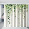 Watercolor Green Hanging Leaves Waterproof Shower Curtain For Bathroom Decor