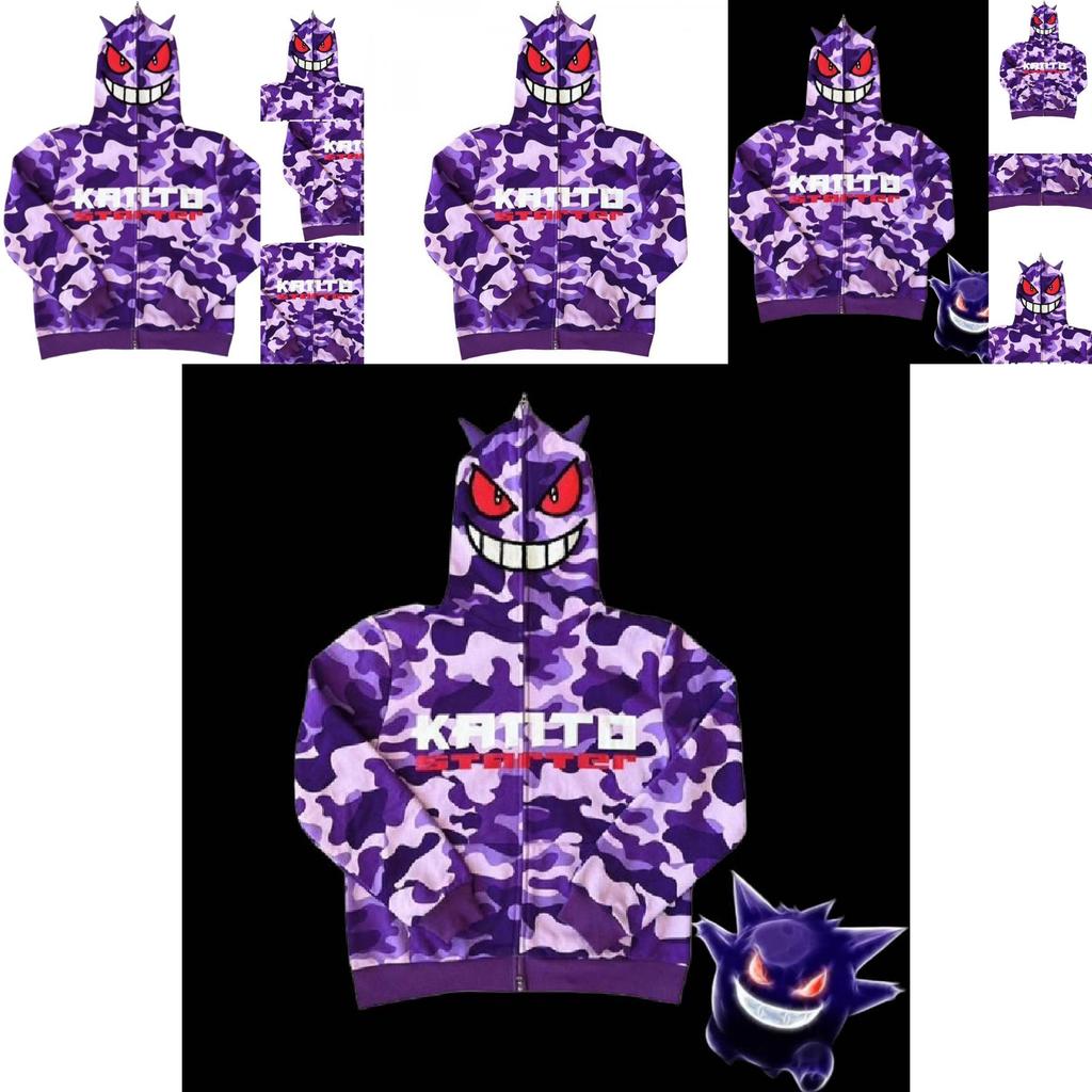 Giacca con cappuccio e zip Gengar Pokémon alla moda per l'autunno