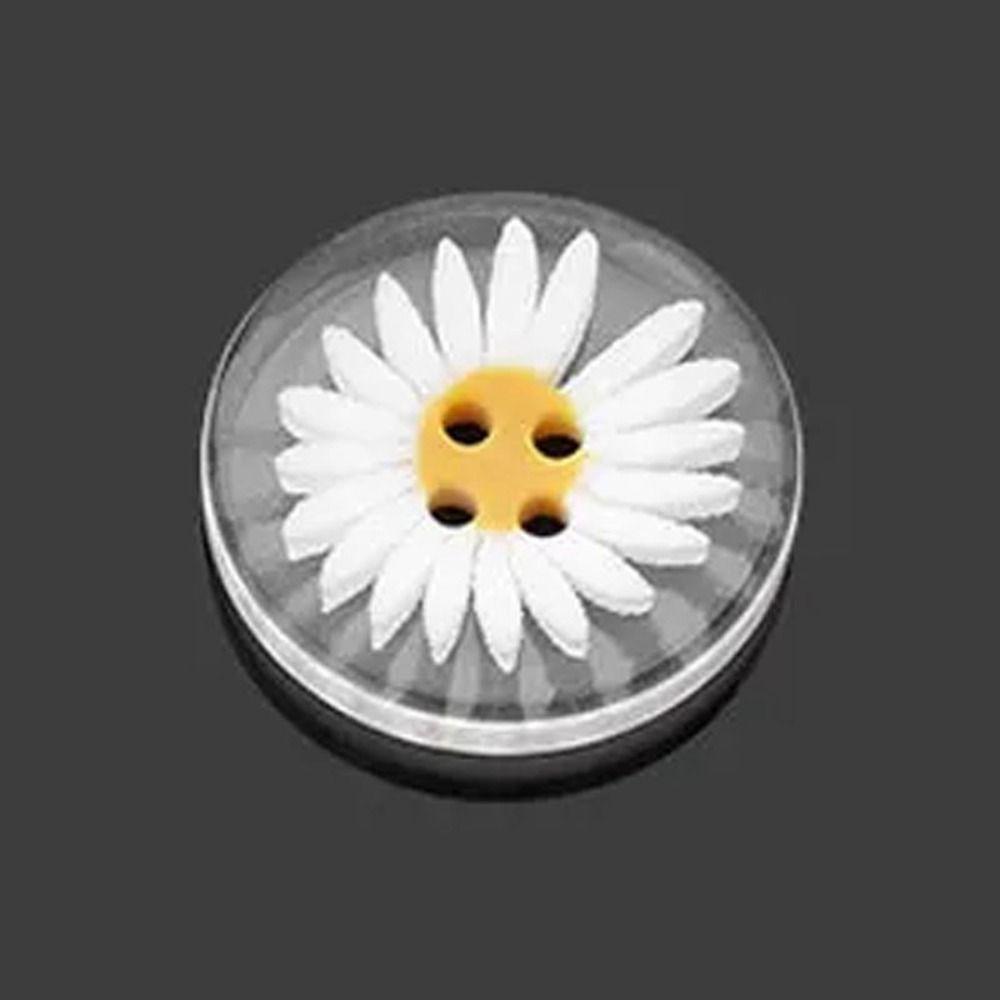 50PCS 2 Holes Daisy Buttons Round Sewing Button Sweater Clothing Button  Clothing Sewing