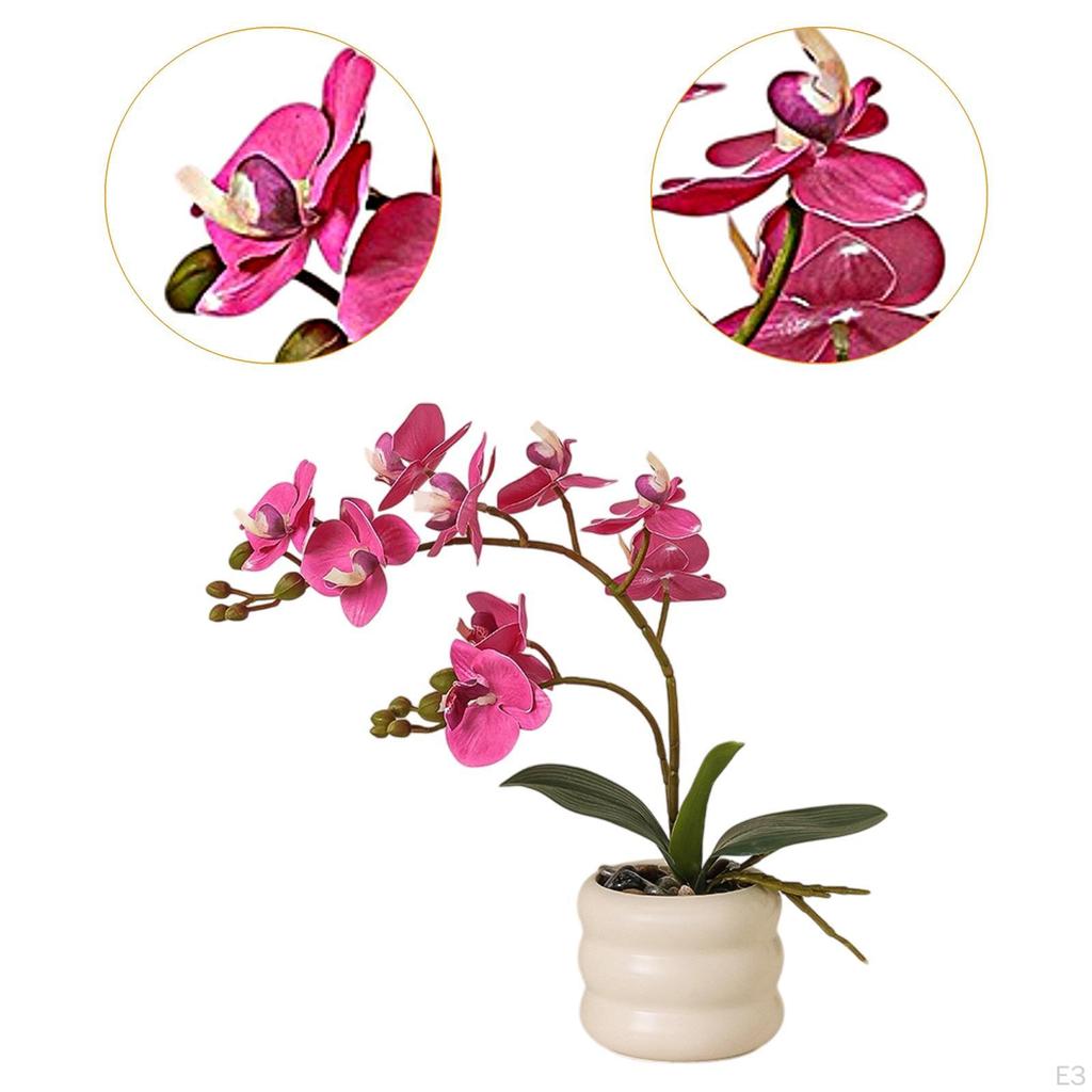 Artificial Phalaenopsis Flower Pot for Dining Table Decoration