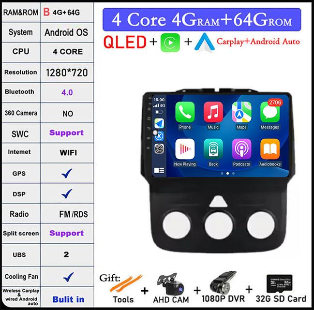 Wireless CarPlay Android 14 Radio For Dodge RAN 1500 2500 3500 2013-2018 GPS Navigation Stereo Car Intelligent Systems 4G WIFI