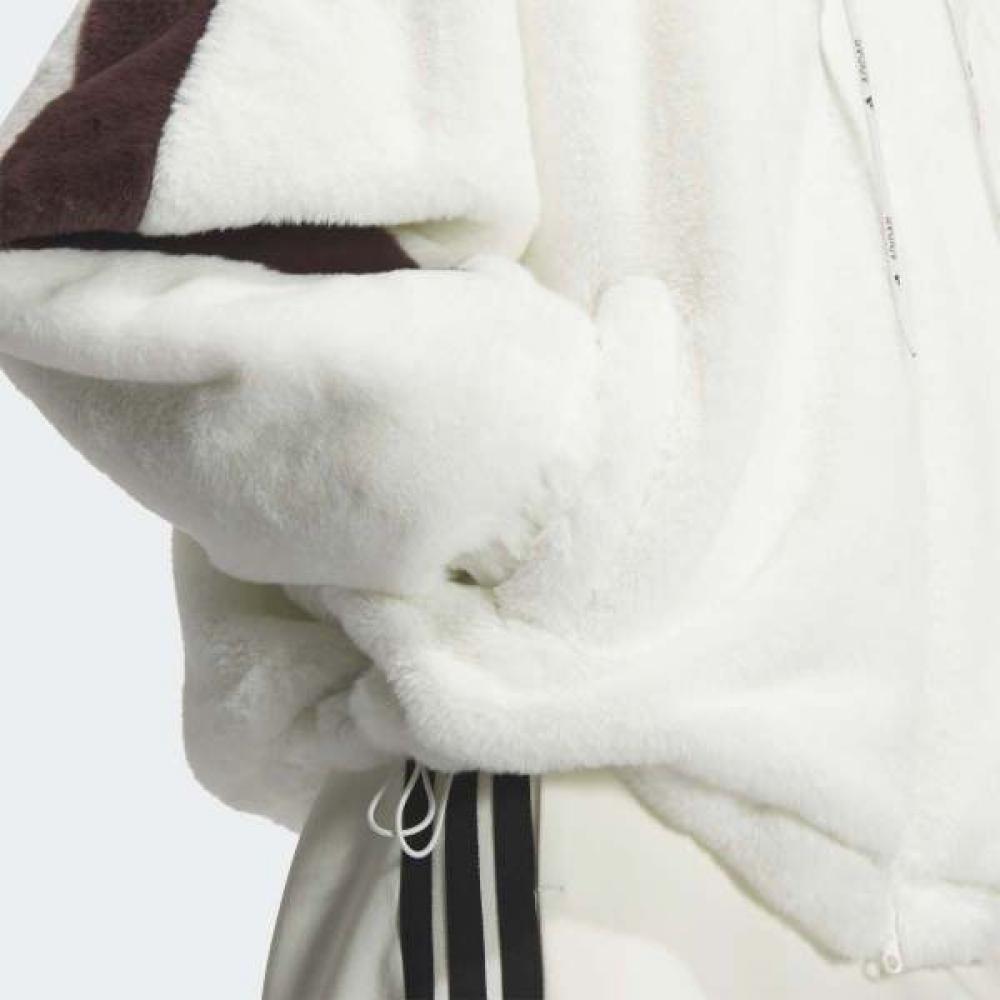 AdidaS Women S Warm Faux Fur overSized Jacket With Drawcord