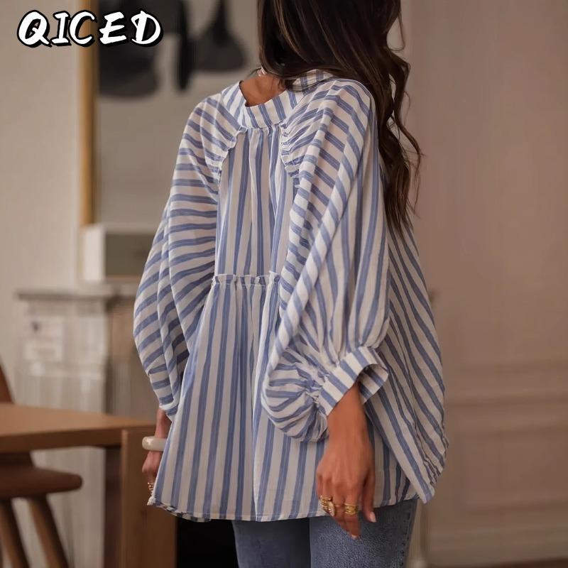 IHUASU Women's Fashion Casual Long Sleeve O-Neck Blouses & Shirts