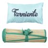 Les Trésors De Lily [A2876] - Turquoise 'Farniente' Beach Mat Bag and Cushion - 176x60 Cm