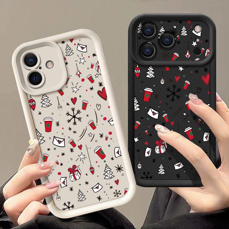 Shockproof Soft TPU Silicone Phone Cover Funda For iPhone 17 Air 16e 16 15 14 Pro Max 13 17 Pro Max 17 Pro 17 Christmas Gift Pattern Case