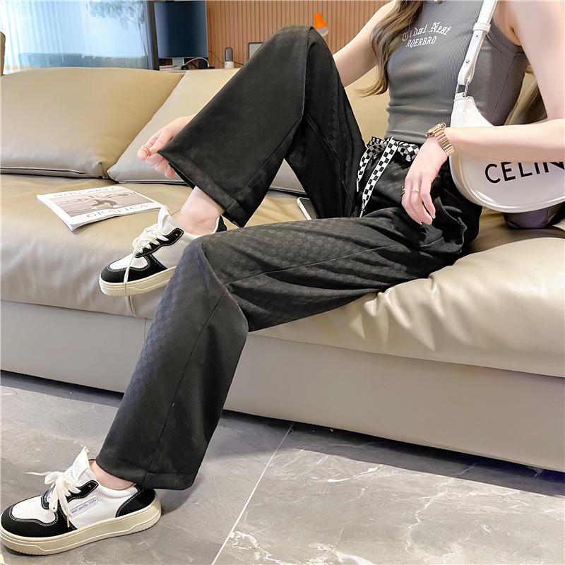 2025 Women's High-Waisted White Ice Silk Wide-Leg Summer Casual Pants