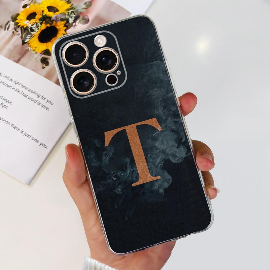 For iPhone 16 Pro Max iPhone16 Pro Fashion Initial Letter Case For iPhone 16Pro 16ProMax Clear TPU Soft Silicone Phone Cases