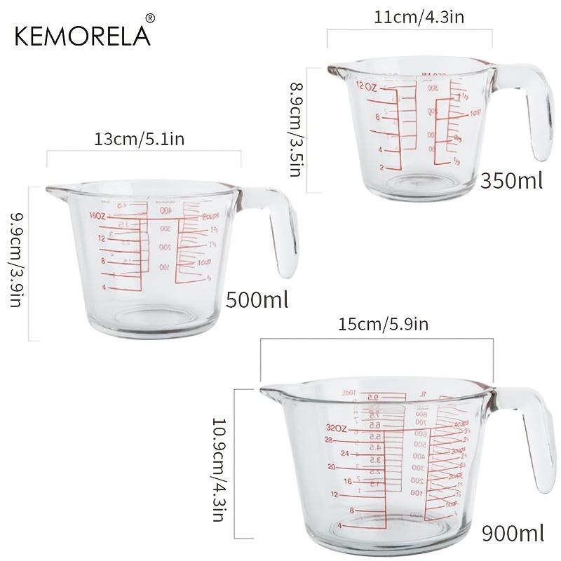 1PCS Multifunctional Glass Measuring Cup with Scale and Handle High Temperature Resistance Microwave Safe for Kitchen Baking