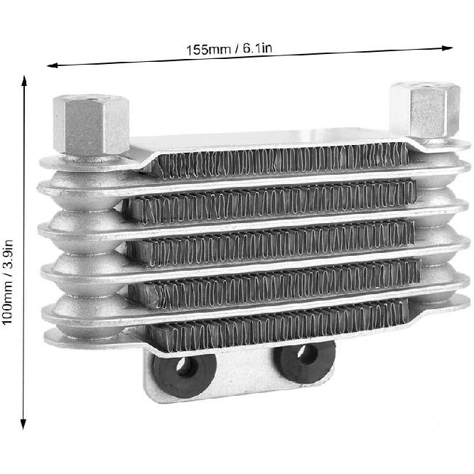 Zestaw Chłodnicy Oleju, Stop Aluminium 5-rzędowy Uniwersalny Chłodnica Oleju Silnika Radiator Chłodzący Zamiennik do Motocykla Dirt Bike ATV Pit Bike, Srebrny