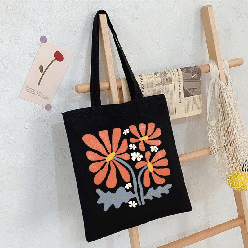 Floral Print Canvas Bag Casual Handbag Women Large Capacity