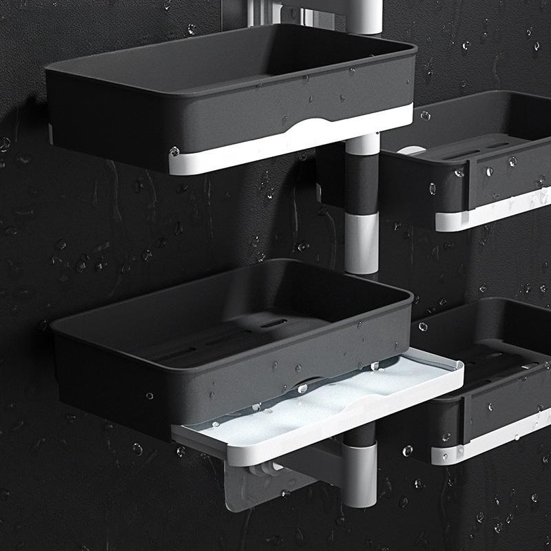 1Pc Lin Jie Rotating Soap Box New Creative No Punching Soap Box Bathroom Toilet Multi-layer Drain Shelf