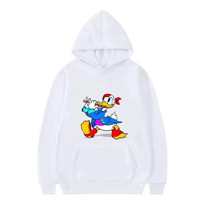 Disney Donald Duck Muster Damen Fleece Sportlich Locker Grau Herbst Oberteile Kleidung Pullover Damen Günstig Y2k Hoodies Herren Sweatshirts