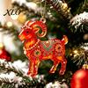 Indoor Party Decorations 2D Acrylic Goat Christmas Tree Pendant, Keychain Bag Charm, Cute Sheep Rearview Seasonal Event Ornament Mirror Hanging