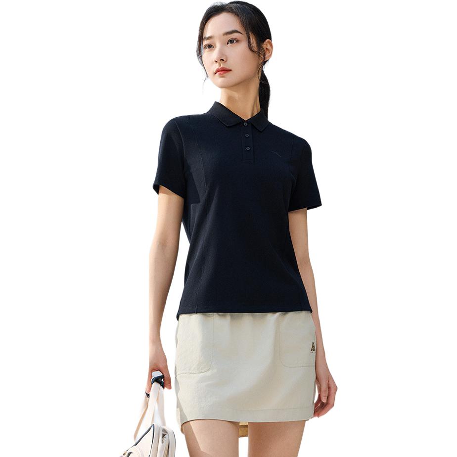 Anta Sports Lifestyle Series Comprehensive Training Series Solid Color Comfortable Breathable Versatile Short Sleeve Polo Shirt Women Tops 962527123-3