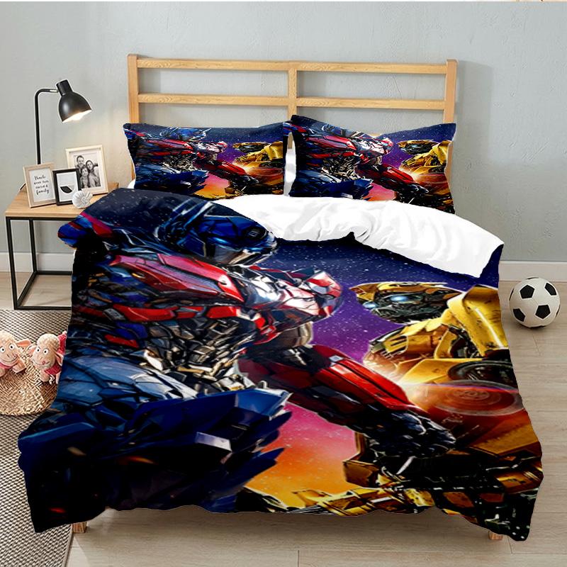 Car robots Battle 3PCS Bedding set,Ideal for 1pc Duvet Cover And 2pcs Pillowcases Perfect for Fan gift,Ideal for Bedroom, Dormitory