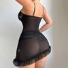 Sexy Lace Sheer Babydoll Dress for Women See Through Chemise Mesh Nightgown Mini Dress Spaghetti Strap