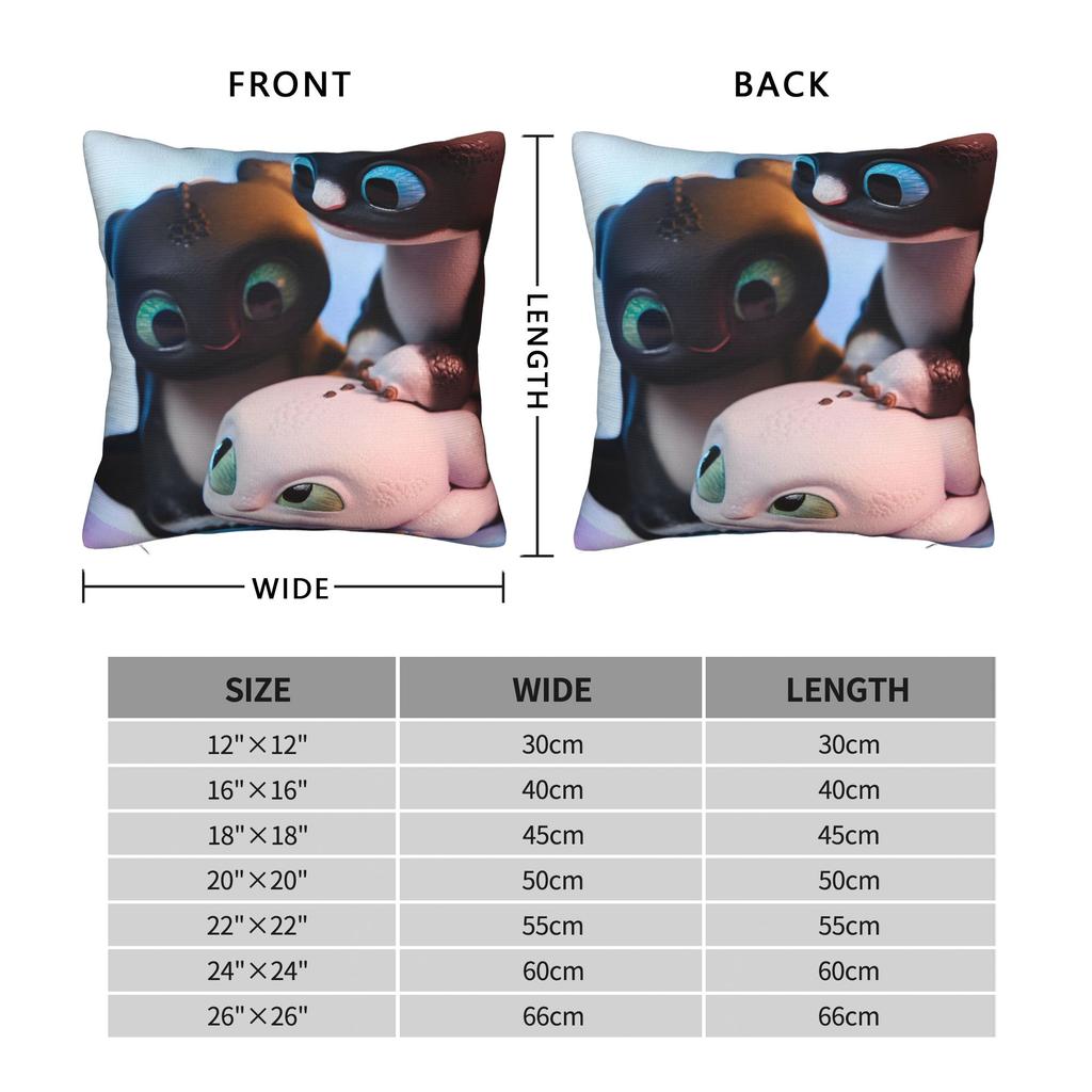 HTTYD  Square Pillow Covers Polyester Couch  Cushion Cover Cute Home Decoration Pillowcase 45*45