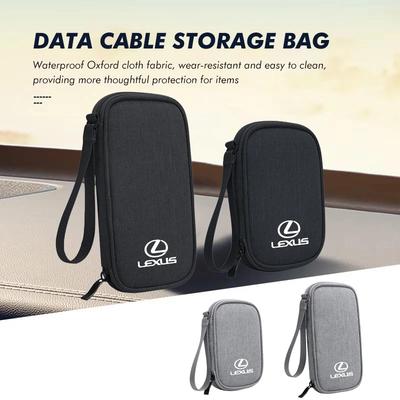 Car Data Cable Storage Bag Waterproof Organizer Box For ES300h GX460 GX RX450h IS200 IS250 UX250h RX350 LX570 LX600 LX470