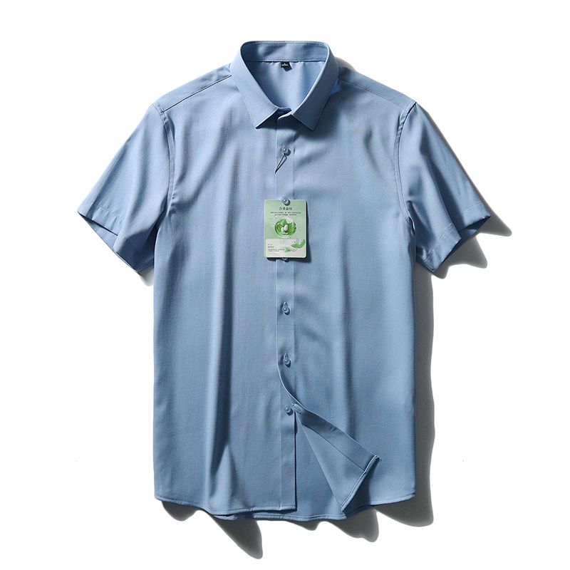 Mulberry Silk Short Sleeve Shirt Men's Summer Ice Silk 2024 New Coat Export Export Men's Clothing Business Casual Shirt