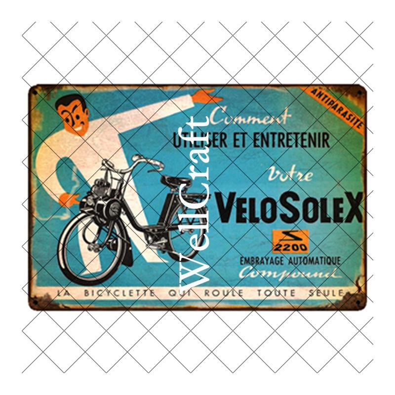 WellCraft Cartelli in Latta per Biciclette Velosolex Targhe Murali Retro per Bici Decorazione Pub WX