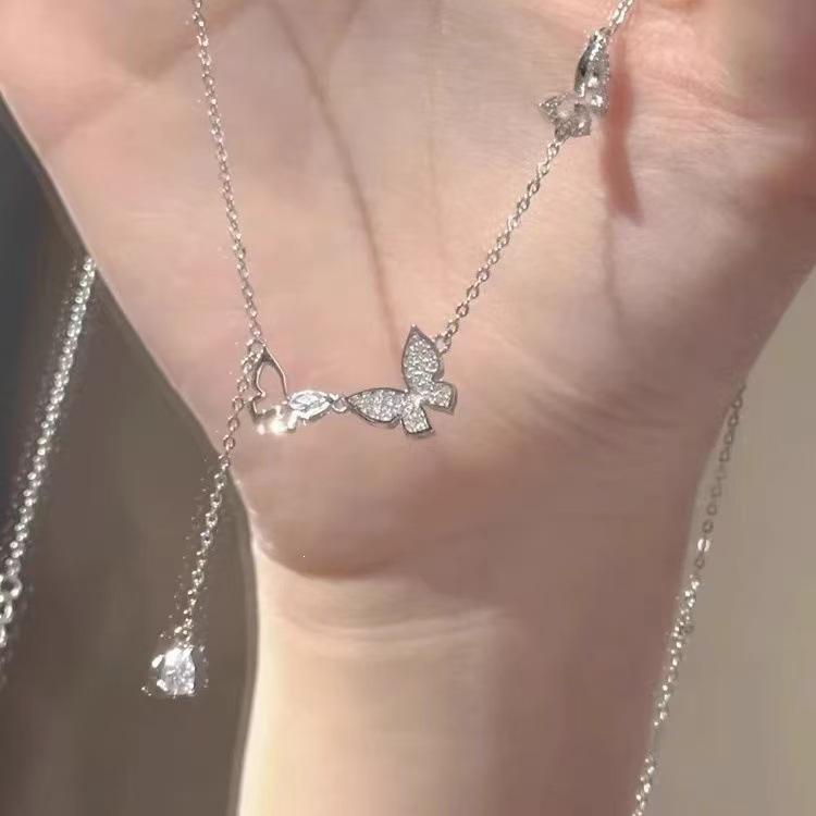 2025 New High-End 925 Sterling Silver Butterfly Clavicle Necklace for Women - Light Luxury Birthday Gift