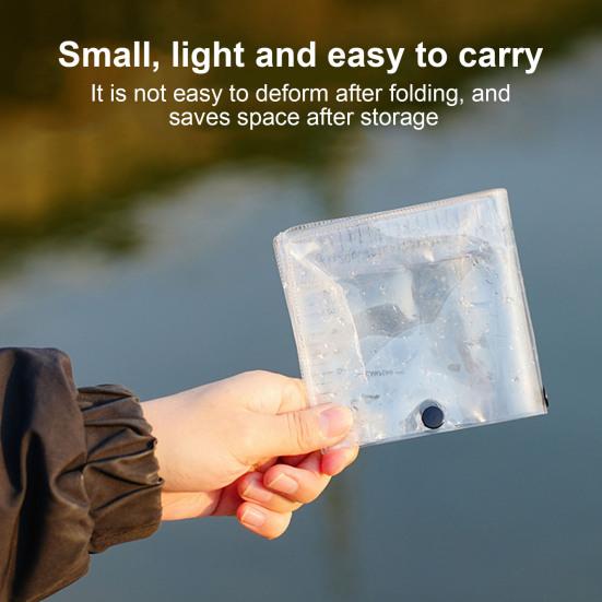 Transparent Fish Watching Bag with Measuring Scale Snap Button Waterproof PVC Lightweight Portable Outdoor Foldable Fish Observation Storage Bag