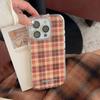 Korean Autumn/Winter Plaid Case for iPhone 17 Pro Max - Brown & Orange for Women