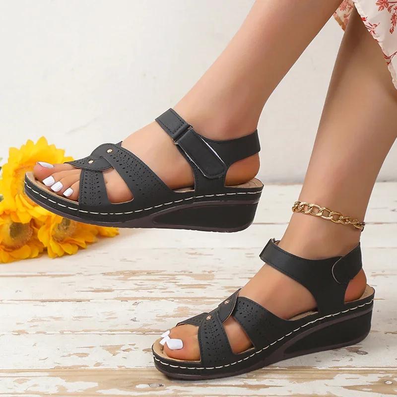 Fashion Plus Size Fashion Wedge Sandals Women Summer 2025 Casual Platform Walking Sandalias Mujer Comfortable Non Slip Beach Shoes Woman