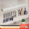 Non-perforated Kitchen Storage Rack Wall Mounted Shelves Kitchen Utensil Accessories with Movable Hook Spoon Holder Organizer