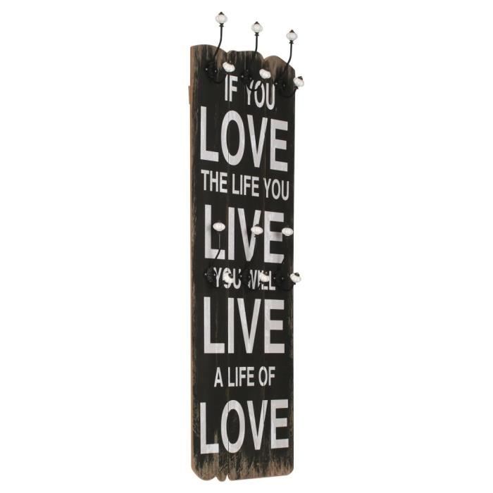 VidaXL Porte-manteau mural avec 6 crochets 120 x 40 cm LOVE LIVE