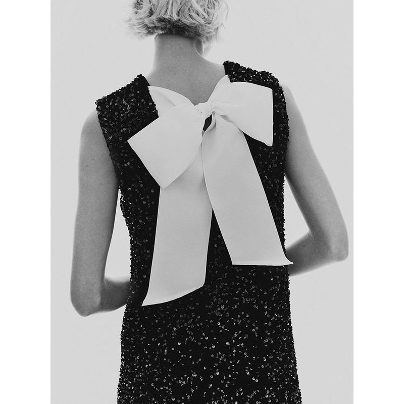 Za2025 Spring New Women's Clothing Fashion round Neck Sleeveless Back Shoelace Party Sequins Dress 1240705