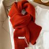Exquisite Korean Autumn and Winter Simple Solid Color Ribbed Pure Wool Thickened Knitted Warm Scarf