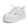 Leather lace gauze summer new thick-soled hollow sports and leisure board shoes